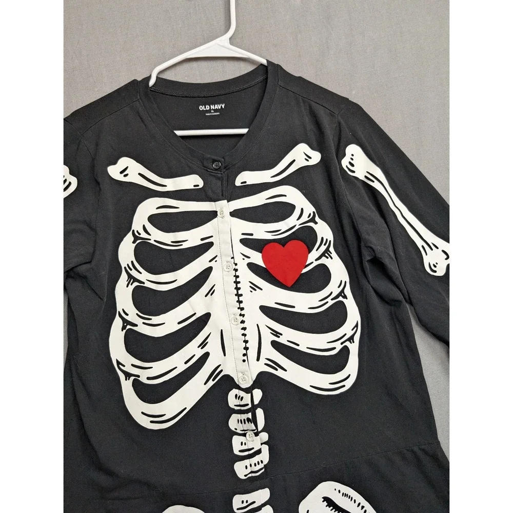 old navy skeleton bones one piece pajamas‎ loungewear, unisex medium xl